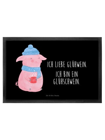 Mr. & Mrs. Panda Schmutzmatte Schwein Glühwein mit Spruch in Schwarz