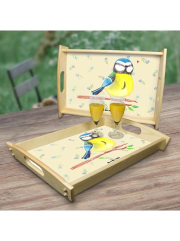 Mr. & Mrs. Panda Serviertablett Vogel Blaumeise ohne Spruch in Blumig