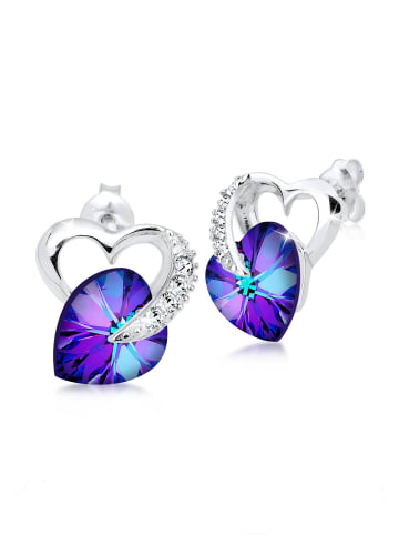 Elli Ohrringe 925 Sterling Silber Herz in Violett