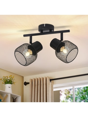 ZMH Deckenleuchte in schwarz 2-flammige E27 rund Vintage Metall verstelbar 330°