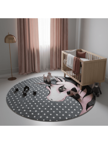 KADIMA DESIGN Teppich Kinder Einhorn Polypropylen saugroboter Kurzflor Kinderzimmer