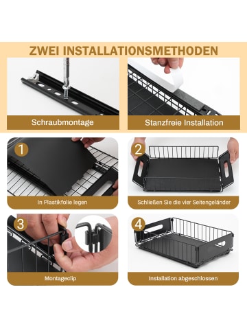 Home Nature Wohnkonzept 2er-Pack Küchenregal ausziehbar in Schwarz 37.5-59x23.8x9.8 cm