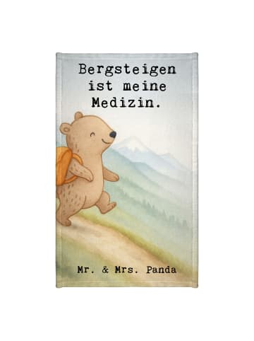 Mr. & Mrs. Panda Handtuch Bär Bergsteigen Design mit Spruch in Weiß