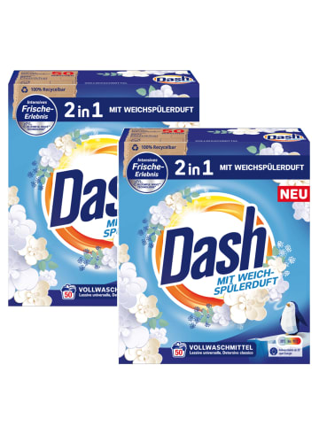 Dash 2in1 Vollwaschmittel Pulver I Weichspülerduft | 100 Waschladungen | 6 kg