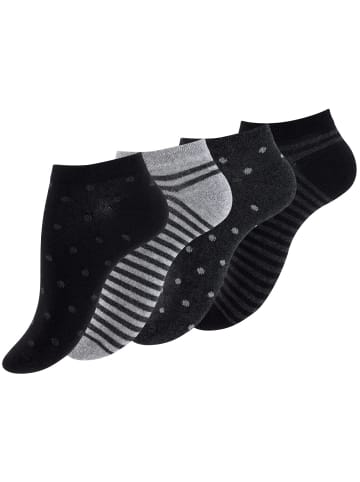 Vincent Creation® Sneaker Socken "Dot´s and Stripes" 8 Paar in Schwarz/Grau/Anthrazit