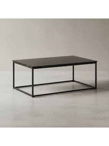 KADIMA DESIGN Couchtisch 100x60x40 cm mit Marmor Optik , Wohnzimmertisch mit in Schwarz
