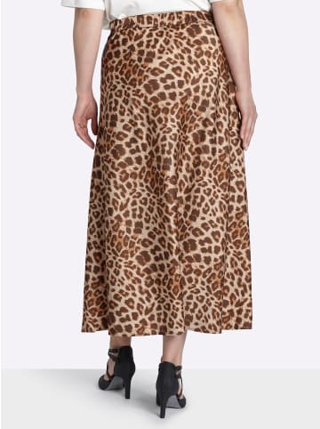 sheego Satin-Rock in camel-schoko-bedruckt