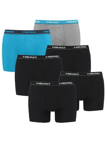 HEAD Boxershorts Basic Boxer 6P in Schwarz/Blau/Grau