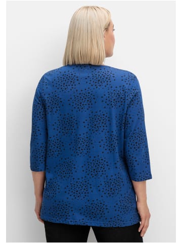 sheego 3/4-Arm-Shirt in blau gemustert