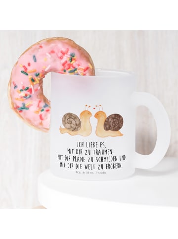 Mr. & Mrs. Panda Trinkbecher Schnecken Liebe mit Spruch in Transparent