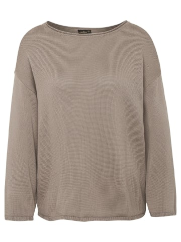 GOLDNER Kurzgröße:  Pullover Pullover mit leichten U-Boot-Ausschnitt in taupe