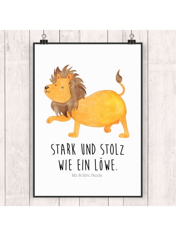 Mr. & Mrs. Panda Poster Sternzeichen Löwe mit Spruch in Weiß