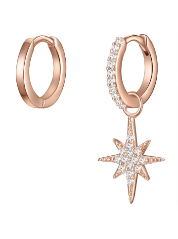 Creolen Stern aus Sterling Silber mit Zirkonia in roségold