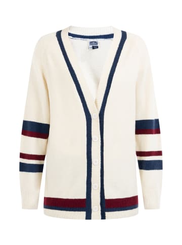 DreiMaster Maritim Damen Strickjacke Mit Knöpfen in Wollweiss Mehrfarbig