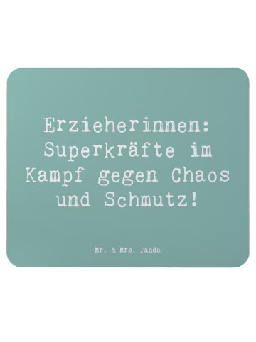 Mr. & Mrs. Panda Mouse Pad Spruch Superheldin Erzieherin mit Spruch in Meeresbrise