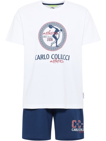 Carlo Colucci Pyjama De Polzer in Weiß / Blau