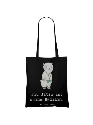 Mr. & Mrs. Panda Jutebeutel Panda Jiu Jitsu mit Spruch in Schwarz