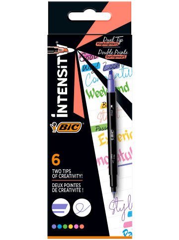 Bic Intensity Dual Tip Highlighter – verschiedene Farben, 6er Pack