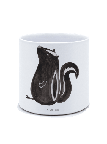 Mr. & Mrs. Panda Blumentopf Stinktier Sitzen ohne Spruch in Weiß