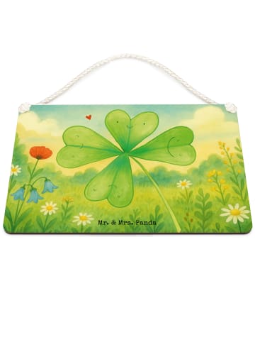 Mr. & Mrs. Panda Schild Blume Kleeblatt Design ohne Spruch in Weiß