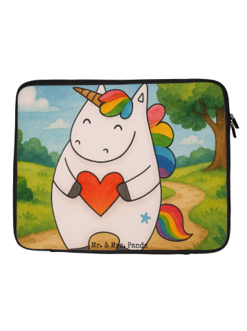 Mr. & Mrs. Panda Notebook Tasche Einhorn Herz Design ohne Spruch in Weiß