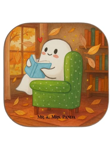 Mr. & Mrs. Panda Holzuntersetzer Gespenst  Buch  Design ohne Spruch in Weiß