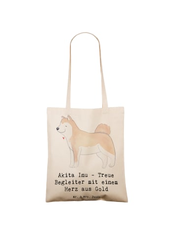 Mr. & Mrs. Panda Umhängetasche Akita Inu Herz mit Spruch in Creme