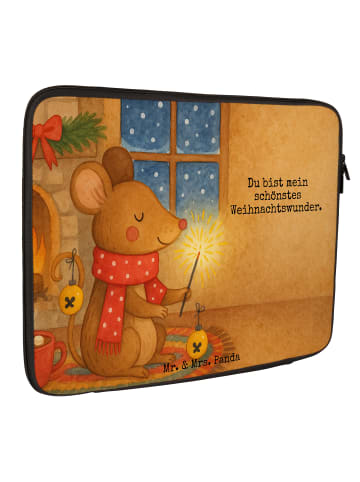 Mr. & Mrs. Panda Laptop Hülle Maus Weihnachten Design mit Spruch in Weiß