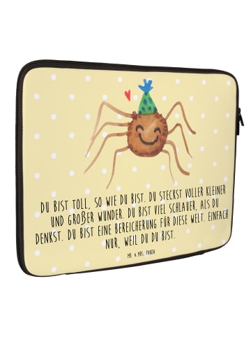 Mr. & Mrs. Panda Laptoptasche Spinne Agathe Party mit Spruch in Gelb Pastell