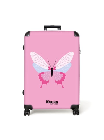 NoBoringSuitCases Suitcase, Koffer, Reisekoffer Schmetterling rosa weiß