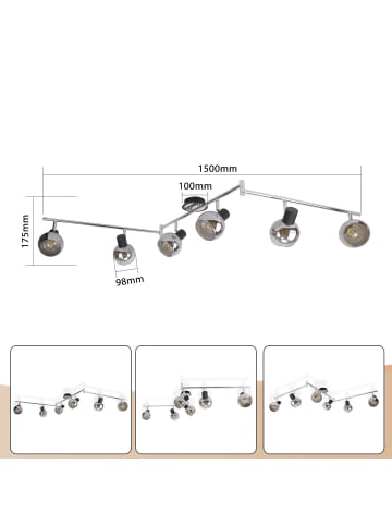 ZMH Deckenleuchte in Rauchgrau 6-flammige E14 Glas Modern Flurlampe