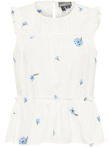 DreiMaster Vintage Damen Top in Wollweiss Blau