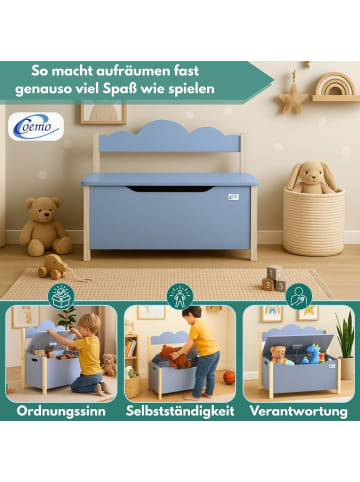 Coemo Spielzeugtruhe mit Bank TRUDI aus Holz in Grau