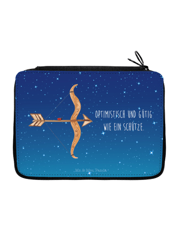 Mr. & Mrs. Panda Federtasche Sternzeichen Schütze mit Spruch in Sternenhimmel Blau