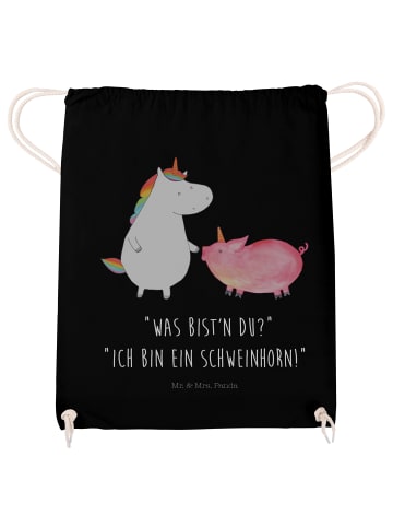 Mr. & Mrs. Panda Materialtasche Einhorn Schwein mit Spruch in Schwarz