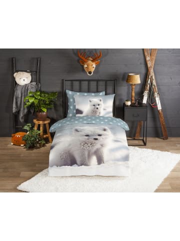 Good Morning Comfort Flanell Bettwäsche - Toss - Polarfuchs in blau