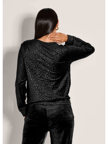 MADELEINE Langarm Animal-Print Pullover in schwarz
