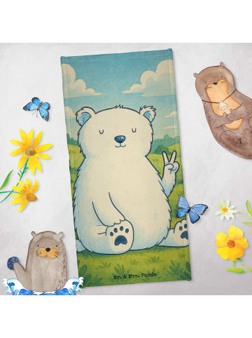 Mr. & Mrs. Panda Badhandtuch Eisbär Faul Design ohne Spruch in Blau Pastell