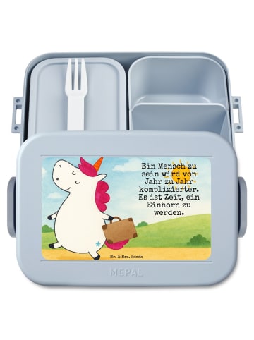 Mr. & Mrs. Panda MEPAL Bentobox Einhorn Koffer Design mit Spruch in Blau Pastell