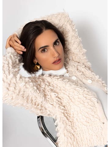 SASSYCLASSY Strickjacke mit Loop-Struktur in Hellbeige