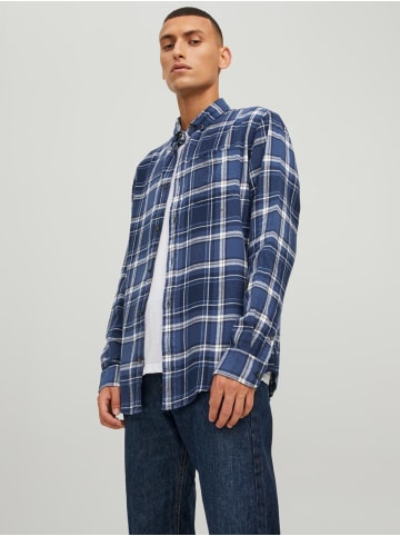 Jack & Jones Kariertes Flanell Hemd Freizeit Shirt JJECLASSIC in Blau-Weiß