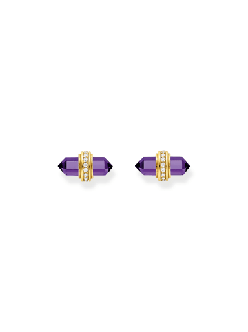 Thomas Sabo Ohrstecker Mit Violettem Onyx Kristall in gold, lila, weiß