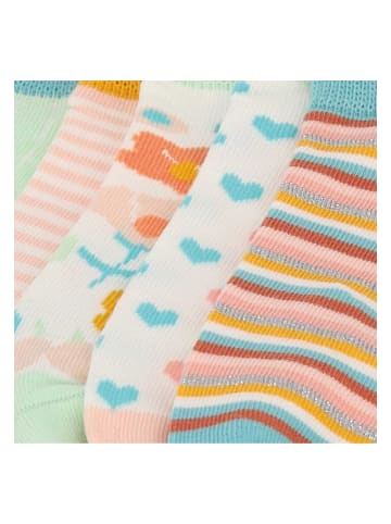 Yuhu Mädchen Sneaker-Socken 5er Pack Blumen Herzen gestreift in Rosa