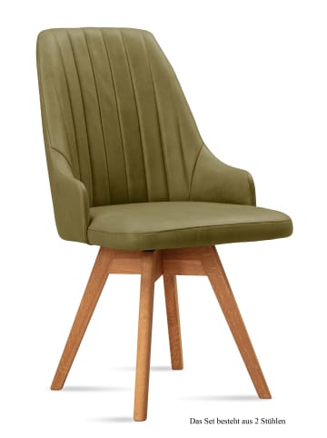 58 aufm Kessel ESSZIMMERSTUHL drehbar (2er-Set) Dotti 52x91x60 Eiche geölt/Olivgrün