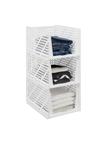 relaxdays 3 x Schrank Organizer in Weiß - (B)33,5 x (H)24,5 x (T)43,5 cm