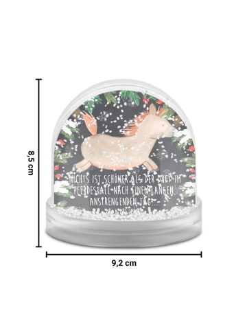 Mr. & Mrs. Panda Schneekugel Pferd Springen mit Spruch in Kreidetafel
