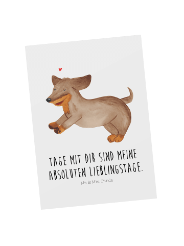 Mr. & Mrs. Panda Postkarte Hund Dackel mit Spruch in Weiß