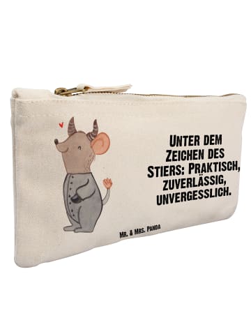 Mr. & Mrs. Panda Schminktasche Stier Astrologie mit Spruch in Weiß