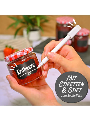 Praknu 25 Marmeladengläser Klein 125ml - Mit Etiketten & Stift - Luftdicht -