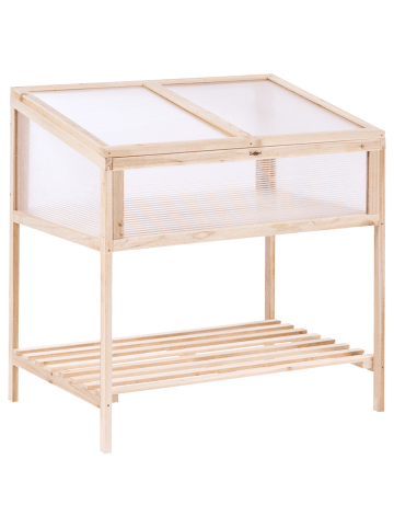 Beliani Balkongewächshaus ARANOVA in Braun/Transparent - (W) 80 x (H) 82 x (L) 58 cm
